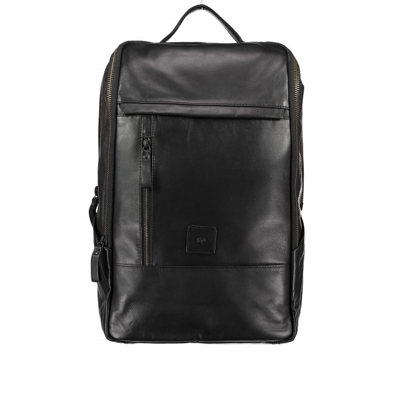 Rucksack London mit Laptopfach 15 Zoll Schwarz, Farbe: schwarz, Marke: Hausfelder Manufaktur, EAN: 4251672710407, Abmessungen in cm: 30x44x13, Bild 1 von 4