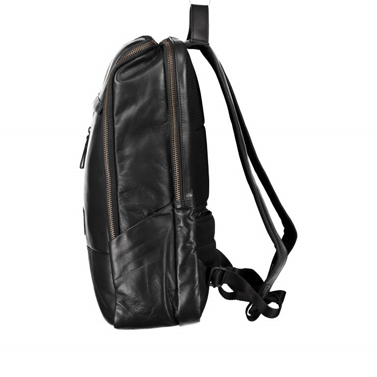 Rucksack London mit Laptopfach 15 Zoll Schwarz, Farbe: schwarz, Marke: Hausfelder Manufaktur, EAN: 4251672710407, Abmessungen in cm: 30x44x13, Bild 3 von 4