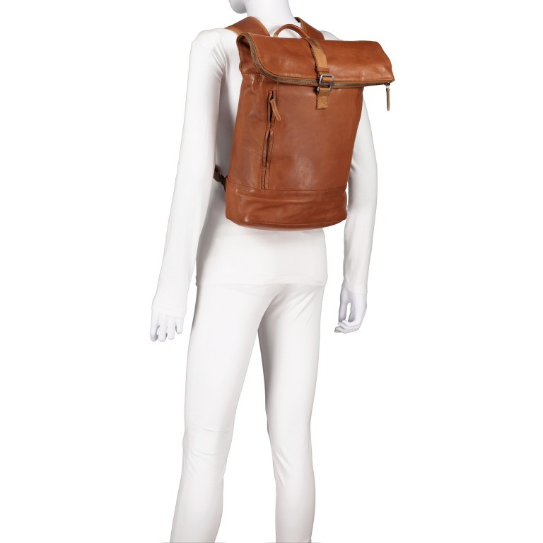 Rucksack Vintage 3.0 mit Rolltop Braun, Farbe: braun, Marke: Hausfelder Manufaktur, EAN: 4065646007055, Abmessungen in cm: 28x42x12.5, Bild 6 von 8