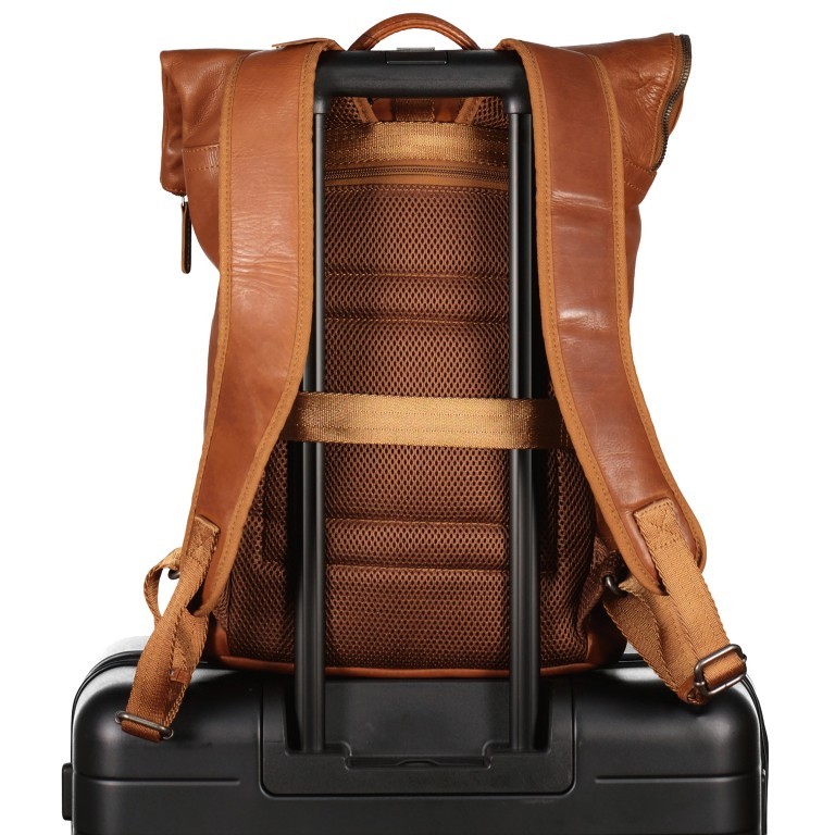 Rucksack Vintage 3.0 mit Rolltop Braun, Farbe: braun, Marke: Hausfelder Manufaktur, EAN: 4065646007055, Abmessungen in cm: 28x42x12.5, Bild 7 von 8