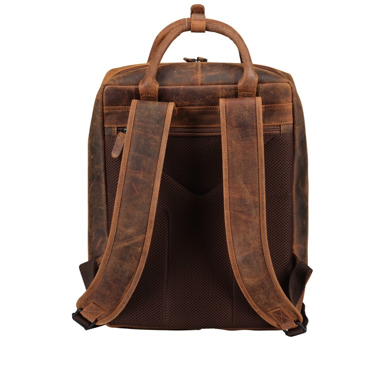 Rucksack Huntsville Horacio mit Laptopfach 14 Zoll, Farbe: schwarz, cognac, Marke: Hausfelder Manufaktur, Bild 4 von 6