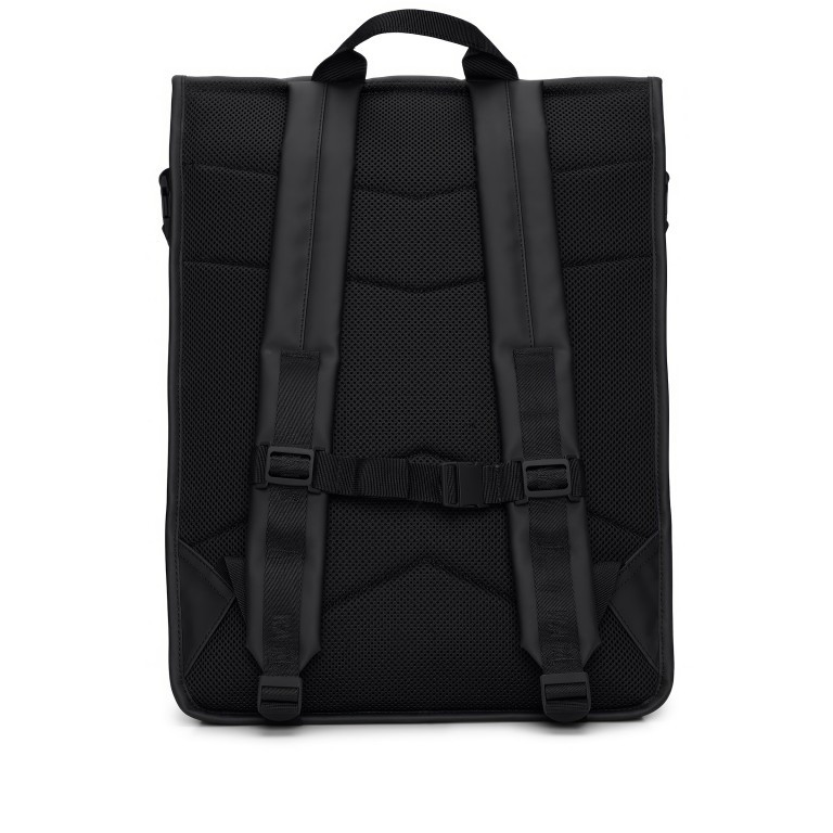 Rucksack Trail Rolltop Backpack mit Laptopfach 15 Zoll, Farbe: schwarz, grau, blau/petrol, Marke: Rains, Abmessungen in cm: 36x47x13, Bild 2 von 5