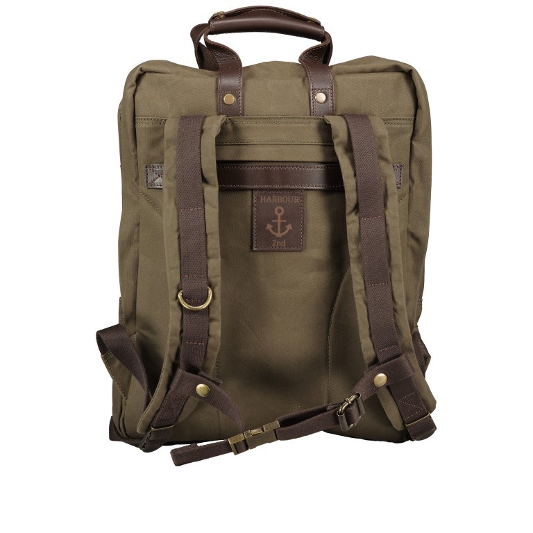 Rucksack City Canvas Francis CC-12561 mit Laptopfach 15 Zoll Olive Brown, Farbe: grün/oliv, Marke: Harbour 2nd, EAN: 4046478071278, Abmessungen in cm: 32.5x38x14, Bild 4 von 8