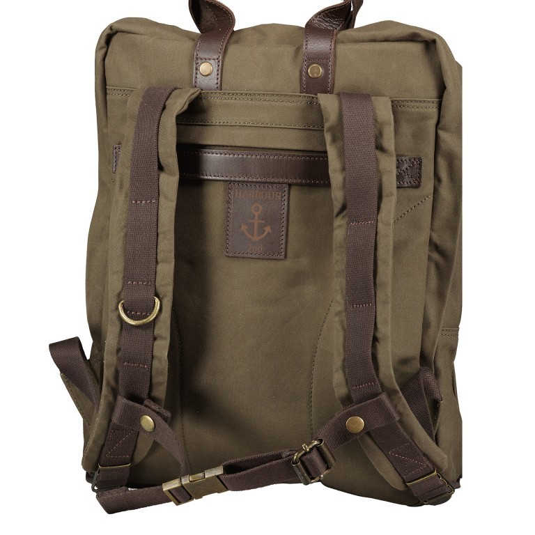 Rucksack City Canvas Francis CC-12561 mit Laptopfach 15 Zoll Olive Brown, Farbe: grün/oliv, Marke: Harbour 2nd, EAN: 4046478071278, Abmessungen in cm: 32.5x38x14, Bild 8 von 8