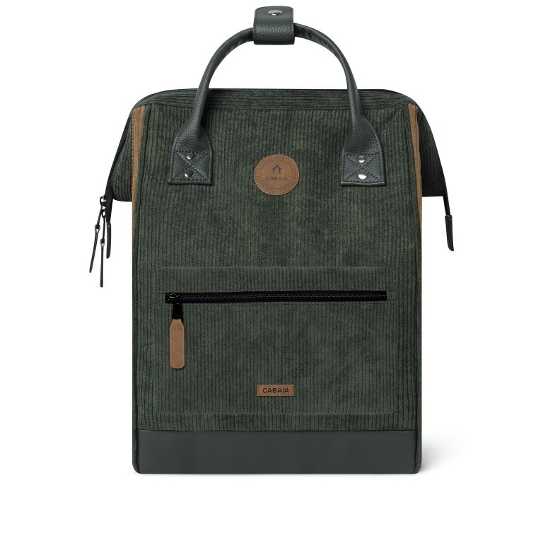 Rucksack Adventurer Medium mit zwei auswechselbaren Vortaschen, Farbe: schwarz, blau/petrol, braun, cognac, taupe/khaki, grün/oliv, flieder/lila, rosa/pink, orange, Marke: Cabaia, Abmessungen in cm: 27x41x16, Bild 2 von 10