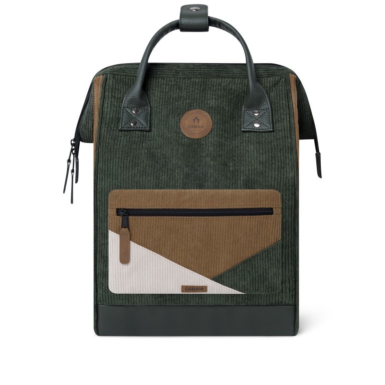 Rucksack Adventurer Medium mit zwei auswechselbaren Vortaschen, Farbe: schwarz, blau/petrol, braun, cognac, taupe/khaki, grün/oliv, flieder/lila, rosa/pink, orange, Marke: Cabaia, Abmessungen in cm: 27x41x16, Bild 3 von 10