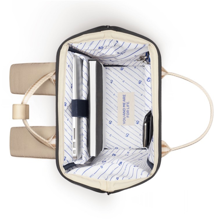 Rucksack Adventurer Medium mit zwei auswechselbaren Vortaschen, Farbe: blau/petrol, beige, Marke: Cabaia, Abmessungen in cm: 27x41x16, Bild 8 von 10