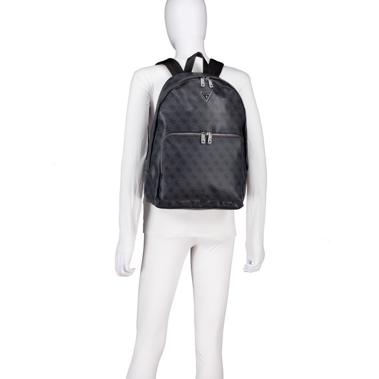Freizeitrucksack Milano 4G-Logo mit Laptopfach 15 Zoll, Farbe: schwarz, braun, grün/oliv, Marke: Guess, Abmessungen in cm: 30x42x12, Bild 5 von 6