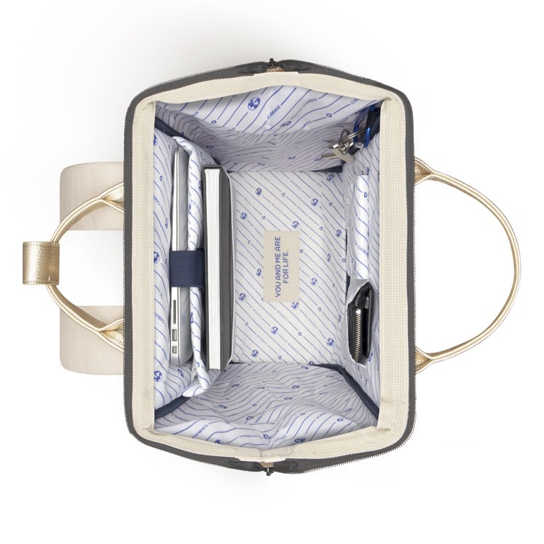 Rucksack Adventurer Large mit zwei auswechselbaren Vortaschen, Farbe: blau/petrol, grün/oliv, beige, Marke: Cabaia, Abmessungen in cm: 29x46x17, Bild 8 von 10