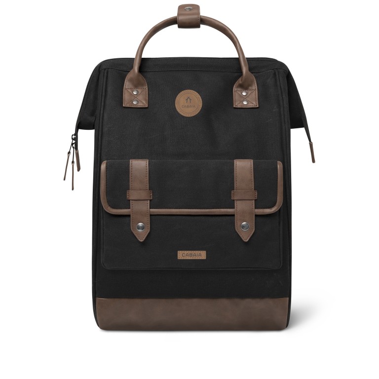 Rucksack Adventurer Large mit zwei auswechselbaren Vortaschen, Farbe: schwarz, braun, cognac, Marke: Cabaia, Abmessungen in cm: 29x49x17, Bild 3 von 10