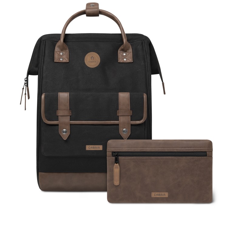 Rucksack Adventurer Large mit zwei auswechselbaren Vortaschen, Farbe: schwarz, braun, cognac, Marke: Cabaia, Abmessungen in cm: 29x49x17, Bild 1 von 10