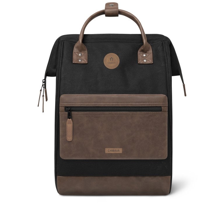 Rucksack Adventurer Large mit zwei auswechselbaren Vortaschen, Farbe: schwarz, braun, cognac, Marke: Cabaia, Abmessungen in cm: 29x49x17, Bild 2 von 10