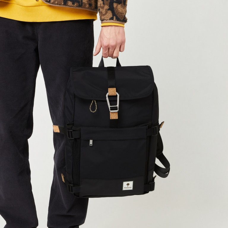 Rucksack Commuter mit Laptopfach 13 Zoll, Farbe: schwarz, blau/petrol, braun, grün/oliv, beige, Marke: Faguo, Abmessungen in cm: 27.5x43x11, Bild 4 von 8