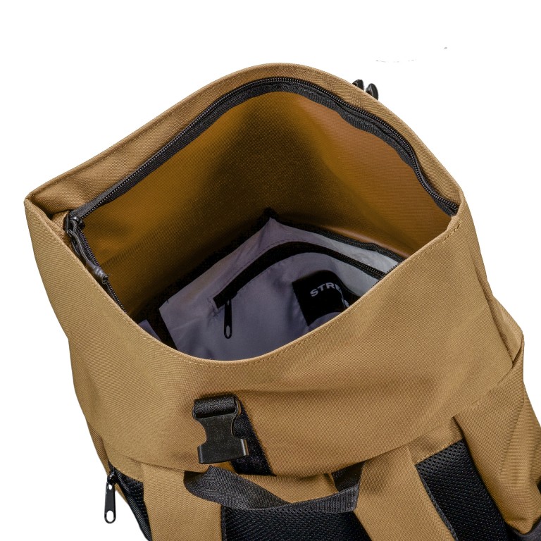 Rucksack New Ham Eddie MVF, Farbe: schwarz, cognac, grün/oliv, Marke: Strellson, Abmessungen in cm: 27x46x10, Bild 8 von 9