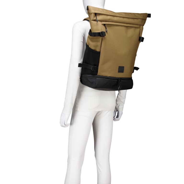 Rucksack New Ham Sebastian LVZ, Farbe: schwarz, cognac, grün/oliv, Marke: Strellson, Abmessungen in cm: 32x53x16, Bild 5 von 6