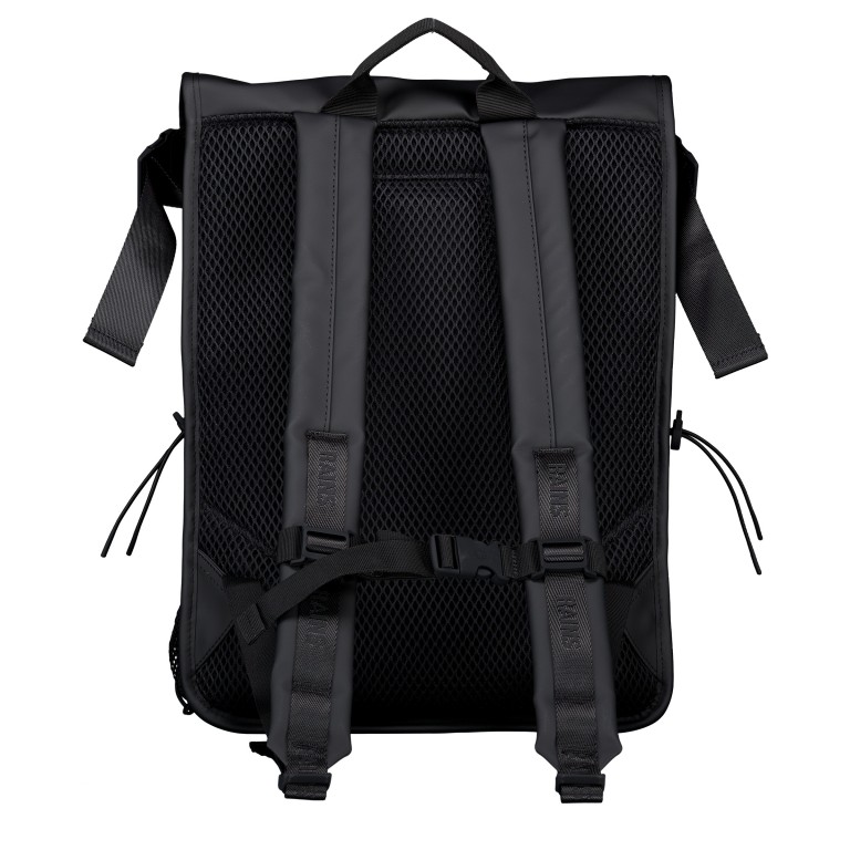 Rucksack Trail Mountaineer Rolltop mit Laptopfach 16 Zoll, Farbe: schwarz, blau/petrol, Marke: Rains, Abmessungen in cm: 32x56x13, Bild 4 von 9