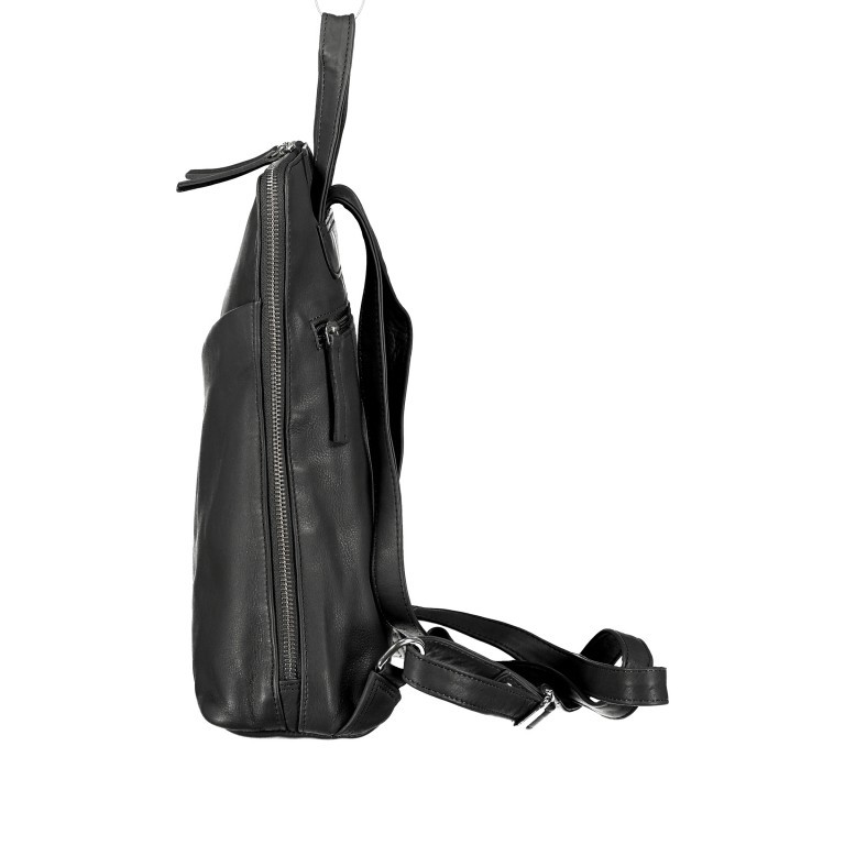 Rucksack Milano Schwarz, Farbe: schwarz, Marke: Hausfelder Manufaktur, EAN: 4065646006607, Abmessungen in cm: 24x30.5x10, Bild 3 von 7