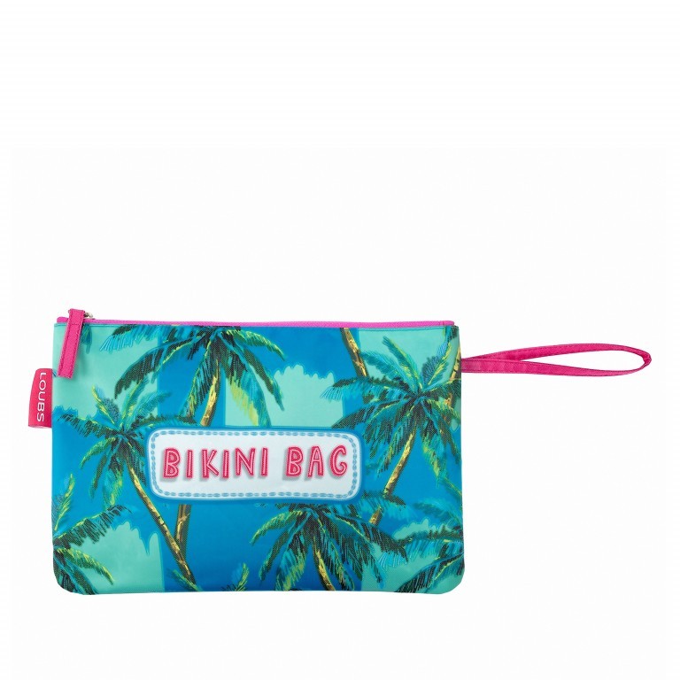 Kulturbeutel Bikini Bag Palme, Farbe: blau/petrol, Marke: Loubs, EAN: 4046468151072, Abmessungen in cm: 28x19.5x1, Bild 1 von 1