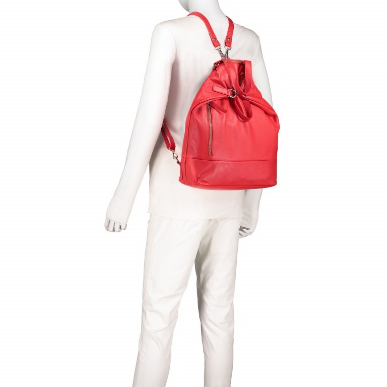 Rucksack Milano Rot, Farbe: rot/weinrot, Marke: Hausfelder Manufaktur, EAN: 4251672707780, Abmessungen in cm: 30x38x11, Bild 6 von 13