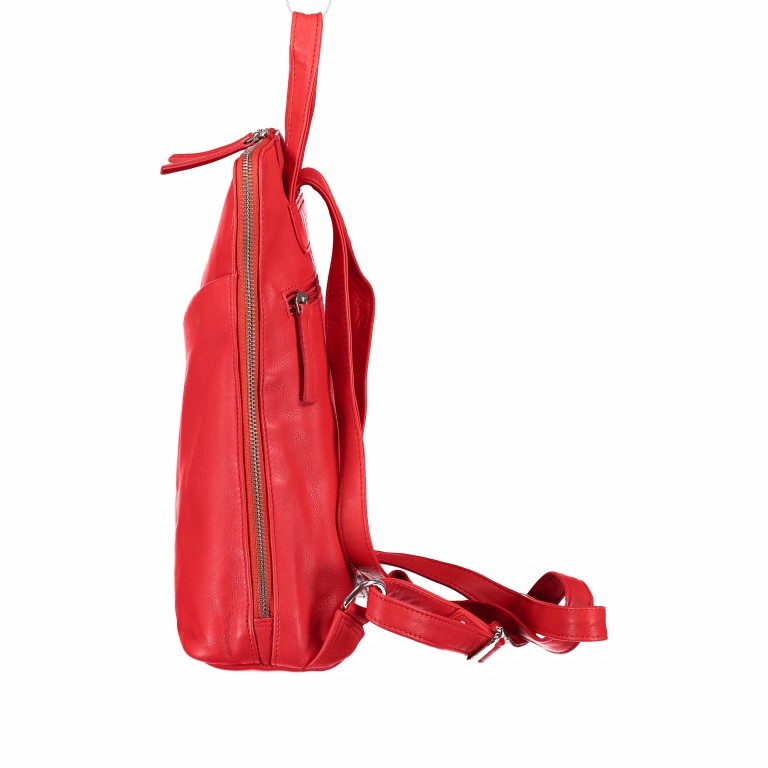 Rucksack Milano Rot, Farbe: rot/weinrot, Marke: Hausfelder Manufaktur, EAN: 4251672756207, Abmessungen in cm: 24x30.5x10, Bild 3 von 7