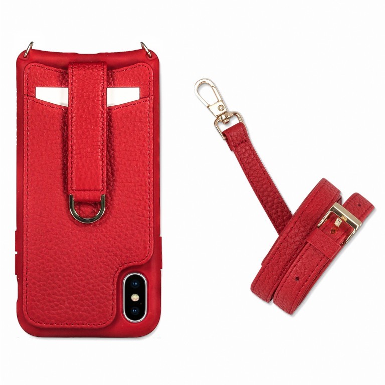 Handyhülle Victoria Fittings Gold mit Lederband für iPhone 10 Red, Farbe: rot/weinrot, Marke: Vaultskin, EAN: 5060624030130, Abmessungen in cm: 7.3x14.5x2, Bild 2 von 9