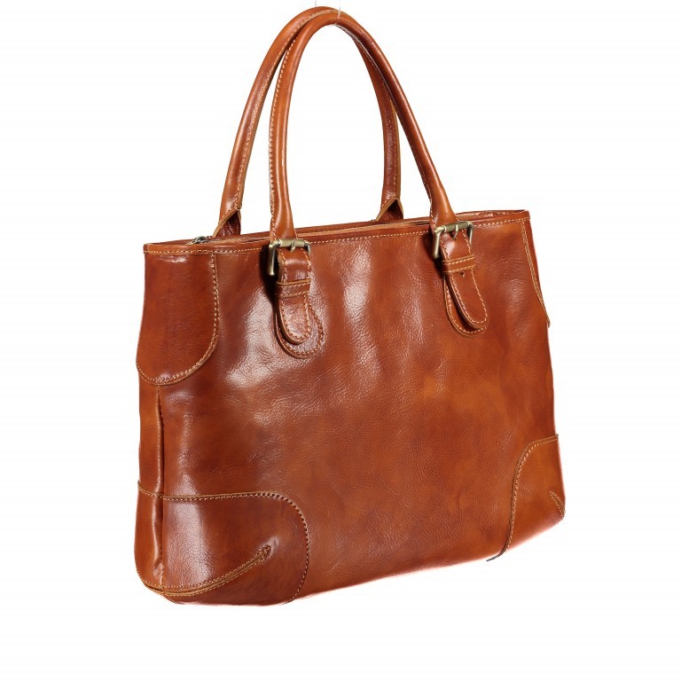 Aktentasche Toscana für Damen Cognac, Farbe: cognac, Marke: Hausfelder Manufaktur, EAN: 4065646000346, Abmessungen in cm: 43x29x15, Bild 2 von 7