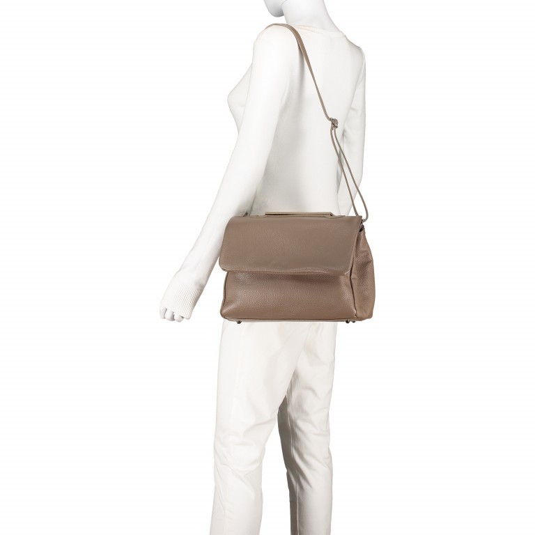 Handtasche Dollaro Taupe, Farbe: taupe/khaki, Marke: Hausfelder Manufaktur, Abmessungen in cm: 29x22x12, Bild 7 von 8