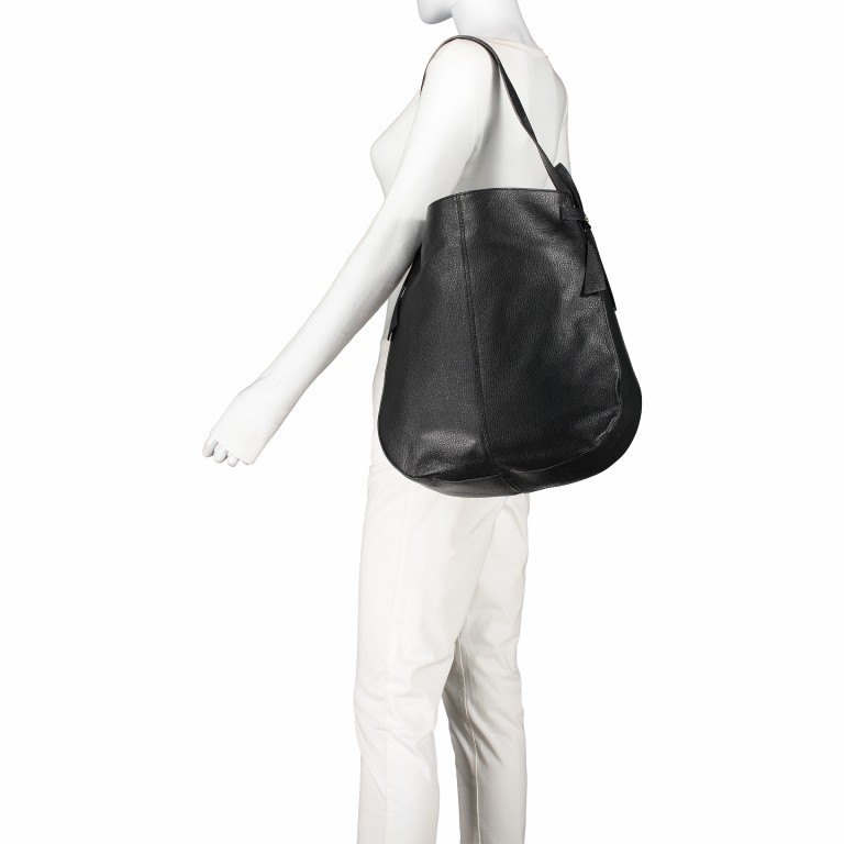 Beuteltasche Dollaro Schwarz, Farbe: schwarz, Marke: Hausfelder Manufaktur, Abmessungen in cm: 36x37.5x9, Bild 3 von 5