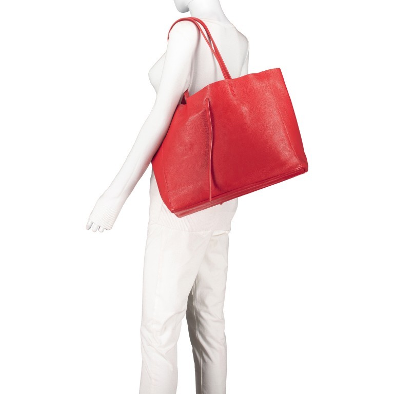 Shopper Dollaro Hellrot, Farbe: rot/weinrot, Marke: Hausfelder Manufaktur, EAN: 4065646003804, Abmessungen in cm: 38x31.5x12, Bild 4 von 5