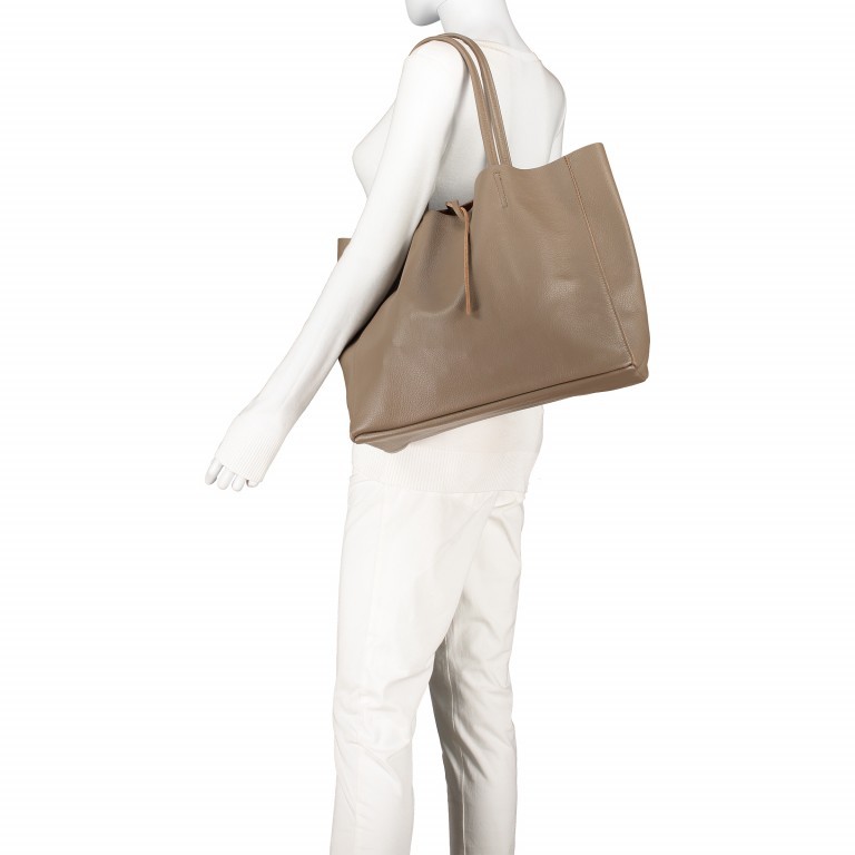 Shopper Dollaro Taupe, Farbe: taupe/khaki, Marke: Hausfelder Manufaktur, EAN: 4065646003828, Abmessungen in cm: 38x31.5x12, Bild 4 von 6