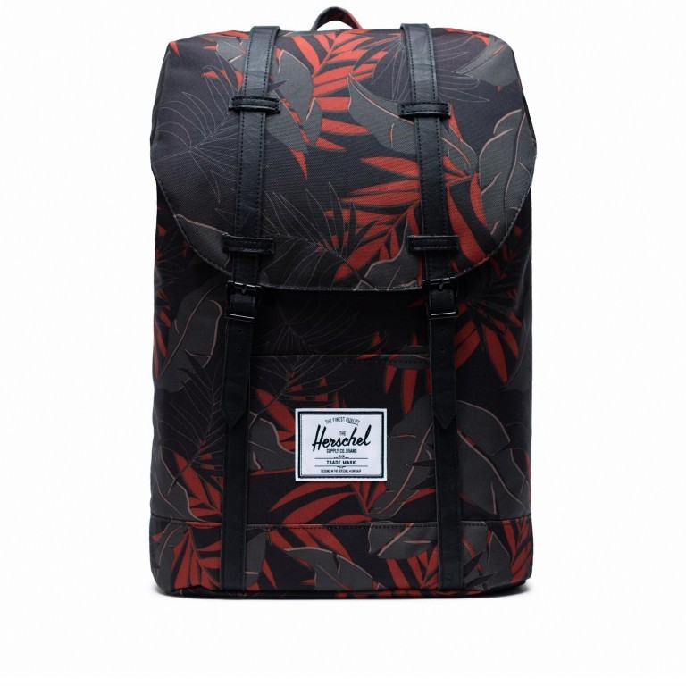 Rucksack Retreat Rubber Straps Volumen 18 Liter Dark Olive Palm, Farbe: schwarz, Marke: Herschel, EAN: 0828432314454, Abmessungen in cm: 34x46x12, Bild 1 von 5