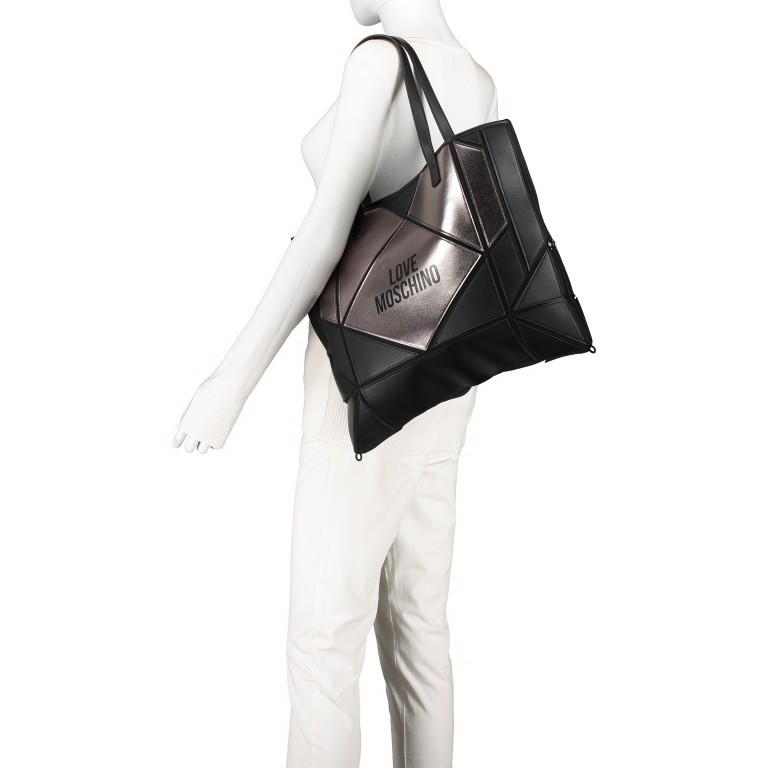 Shopper Schwarz Silber, Farbe: metallic, Marke: Love Moschino, EAN: 8059610239180, Bild 5 von 8