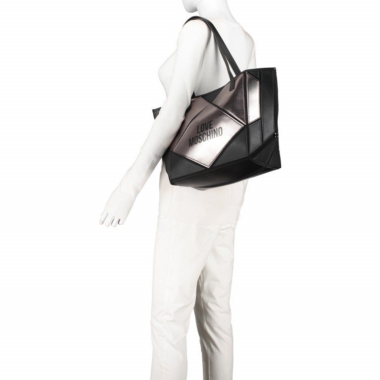 Shopper Schwarz Silber, Farbe: metallic, Marke: Love Moschino, EAN: 8059610239180, Bild 6 von 8