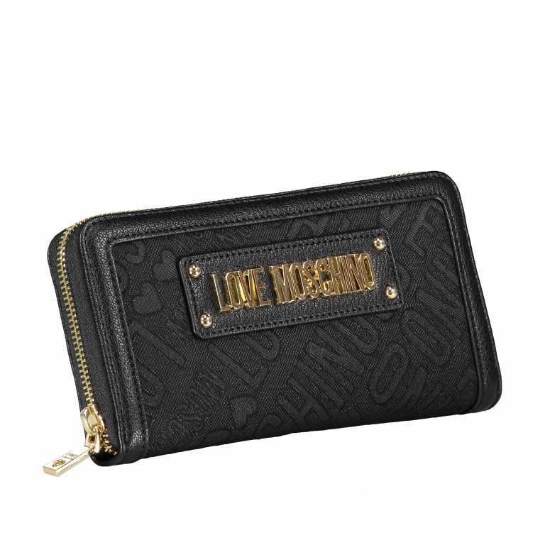 Geldbörse Schwarz, Farbe: schwarz, Marke: Love Moschino, EAN: 8059610232730, Abmessungen in cm: 19.5x10x3, Bild 2 von 4