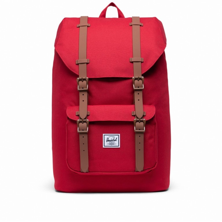 Rucksack Little America Medium Rubber Straps Volumen 14 Liter Red Saddle Brown, Farbe: rot/weinrot, Marke: Herschel, EAN: 0828432340262, Abmessungen in cm: 28x43x12, Bild 1 von 4