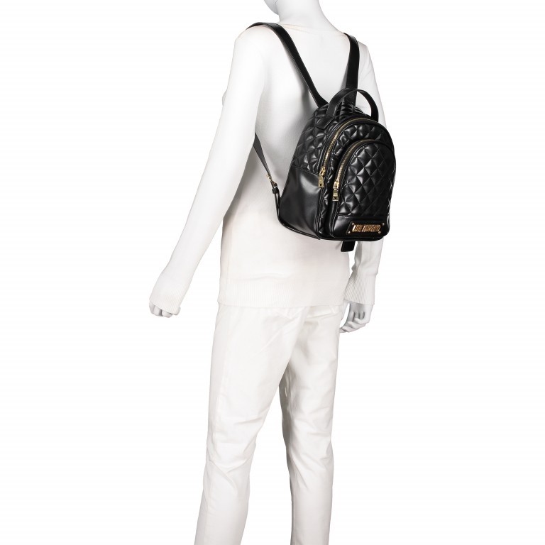 Rucksack Borsa Quilted Schwarz, Farbe: schwarz, Marke: Love Moschino, EAN: 8059610646148, Abmessungen in cm: 23x29x14, Bild 5 von 6