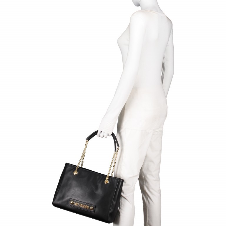 Shopper Borsa Grain Small Schwarz, Farbe: schwarz, Marke: Love Moschino, EAN: 8059610660472, Abmessungen in cm: 32x24x11, Bild 5 von 6
