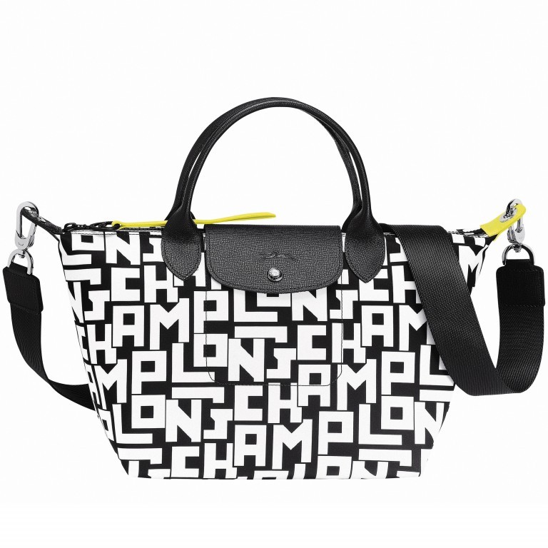 Handtasche Le Pliage Collection 412-1512 Schwarz Weiß, Farbe: schwarz, Marke: Longchamp, Abmessungen in cm: 25x23x16, Bild 1 von 1
