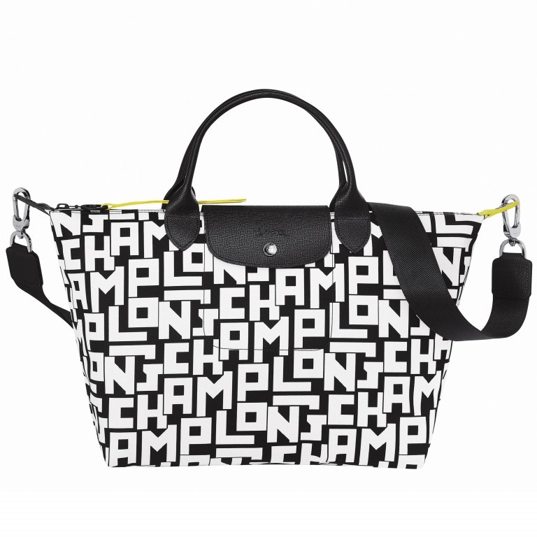 Handtasche Le Pliage Collection Handtasche M Schwarz Weiß, Farbe: schwarz, Marke: Longchamp, EAN: 3597921725220, Abmessungen in cm: 32x28x17, Bild 1 von 1