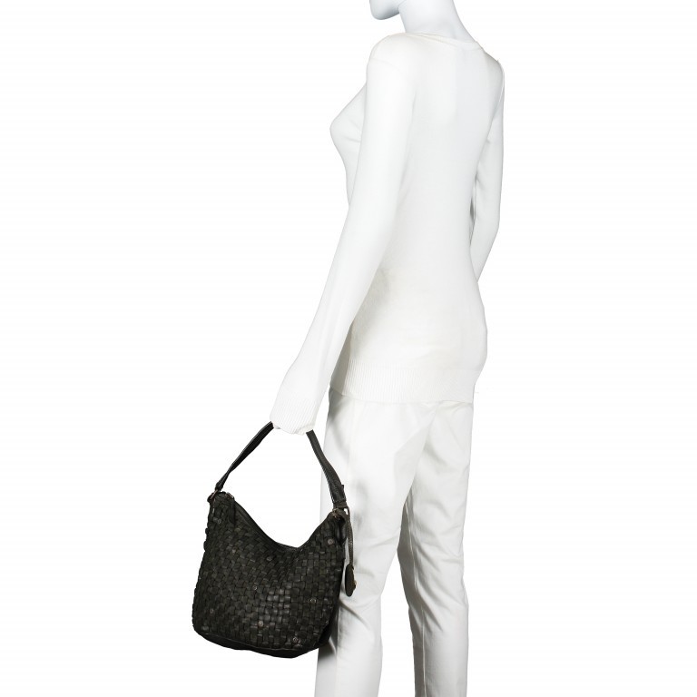 Beuteltasche Soft-Weaving Mila B3.6306 Metallic Graphit, Farbe: anthrazit, Marke: Harbour 2nd, EAN: 4046478041080, Abmessungen in cm: 33x25x12, Bild 5 von 10