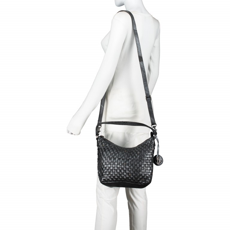 Beuteltasche Soft-Weaving Mila B3.6306 Metallic Graphit, Farbe: anthrazit, Marke: Harbour 2nd, EAN: 4046478041080, Abmessungen in cm: 33x25x12, Bild 6 von 10
