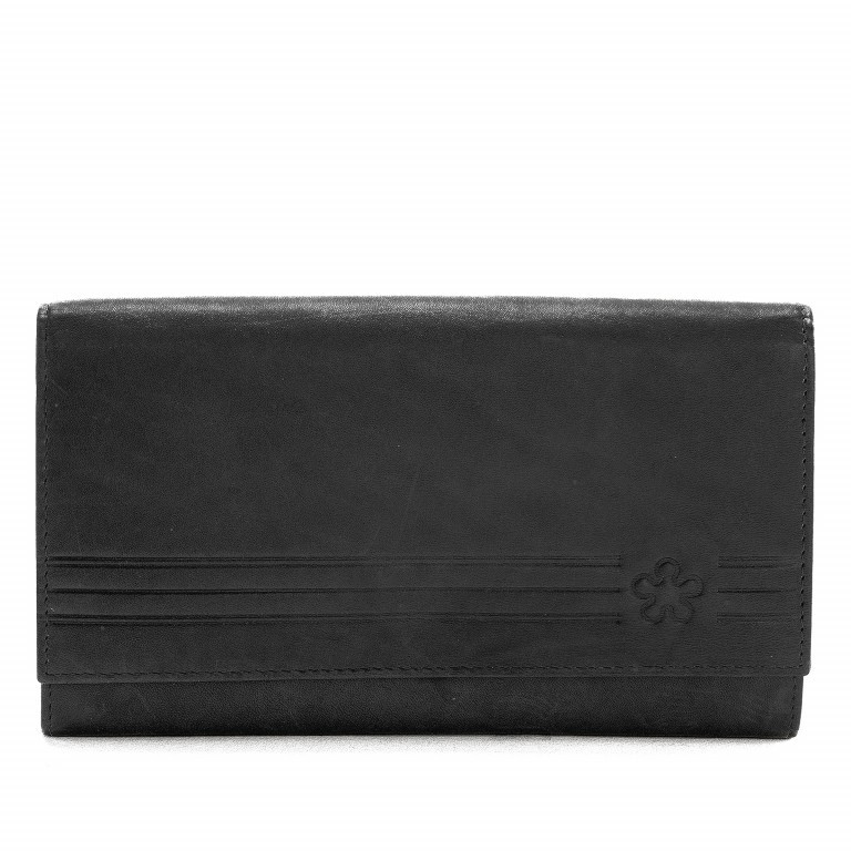 Geldbörse Hibiscus Schwarz, Farbe: schwarz, Marke: Loubs, Abmessungen in cm: 17x10x2.5, Bild 1 von 3