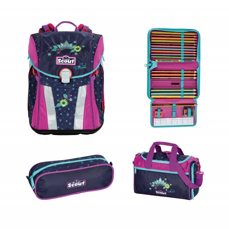Schulranzen Sunny Set 4-teilig Cool Princess, Farbe: rosa/pink, Marke: Scout, EAN: 4007953411323, Abmessungen in cm: 30x39x20, Bild 1 von 10