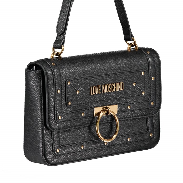 Umhängetasche Borsa Grained Schwarz, Farbe: schwarz, Marke: Love Moschino, EAN: 8054406680504, Abmessungen in cm: 28.5x19x6, Bild 2 von 8