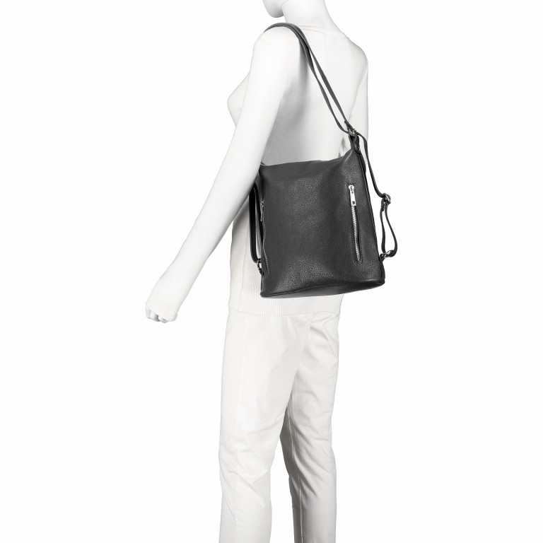 Rucksack / Umhängetasche Dollaro Schwarz, Farbe: schwarz, Marke: Hausfelder Manufaktur, EAN: 4065646003101, Abmessungen in cm: 25x31x11, Bild 4 von 12