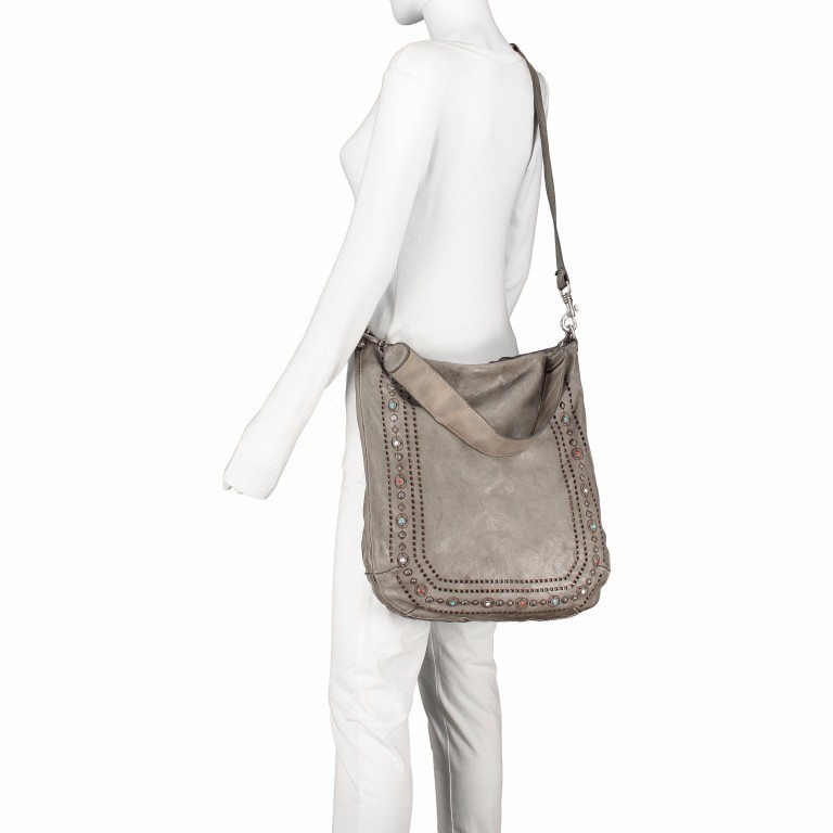 Beuteltasche Leder Grigio Perla, Farbe: grau, Marke: Campomaggi, EAN: 8054302535335, Abmessungen in cm: 40x40x7, Bild 4 von 9