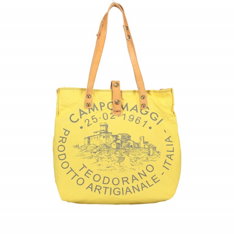 Shopper Canvas X009 Giallo Stampa Grigio, Farbe: gelb, Marke: Campomaggi, EAN: 8054302309394, Abmessungen in cm: 33x32x16, Bild 1 von 9