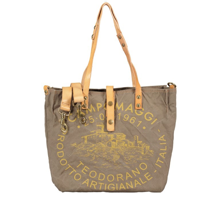 Shopper Canvas X009 Militare Stampa Paglia, Farbe: taupe/khaki, Marke: Campomaggi, EAN: 8054302983969, Abmessungen in cm: 33x32x16, Bild 1 von 9