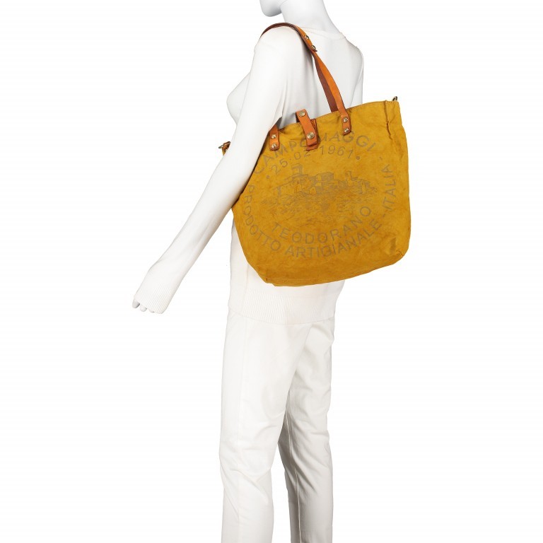 Shopper Canvas 1671-X011 Beige Giallo Stampa Oro, Farbe: gelb, Marke: Campomaggi, EAN: 8054302544399, Abmessungen in cm: 33x32x16, Bild 6 von 11