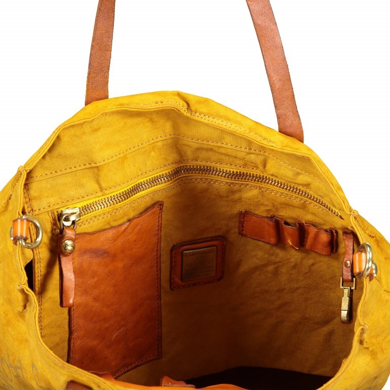 Shopper Canvas 1671-X011 Beige Giallo Stampa Oro, Farbe: gelb, Marke: Campomaggi, EAN: 8054302544399, Abmessungen in cm: 33x32x16, Bild 7 von 11